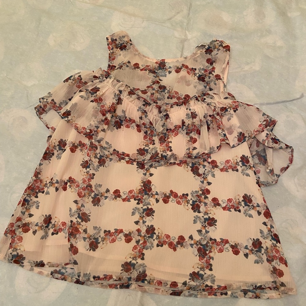 Endless Rose Floral Ruffle Blouse - Cream and Red